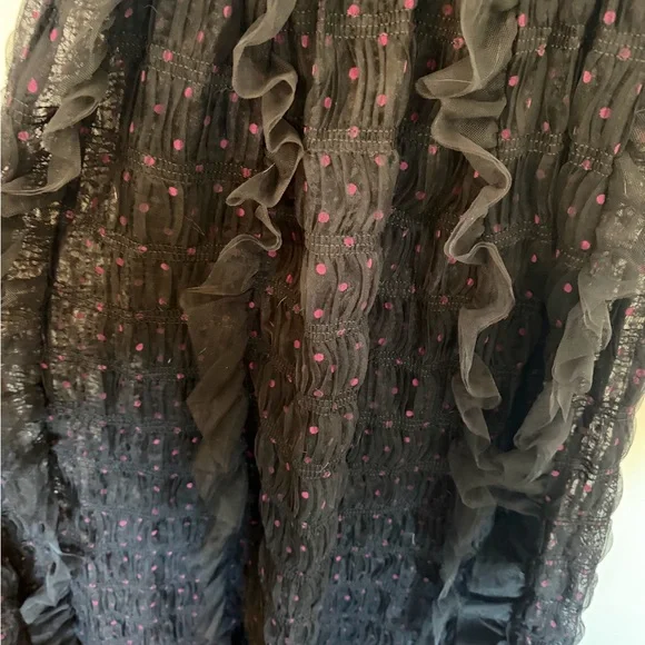 For Love & Lemons Janelle Black Maxi Dress with Pink Accents - Picture 7 of 11